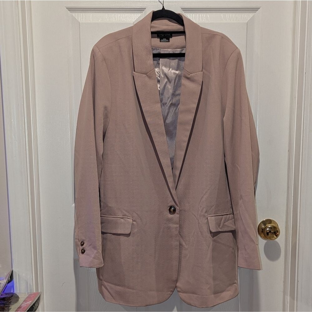 City Chic Women's Blush Pink Longline Blazer Teacher Preppy Old Money Size 16